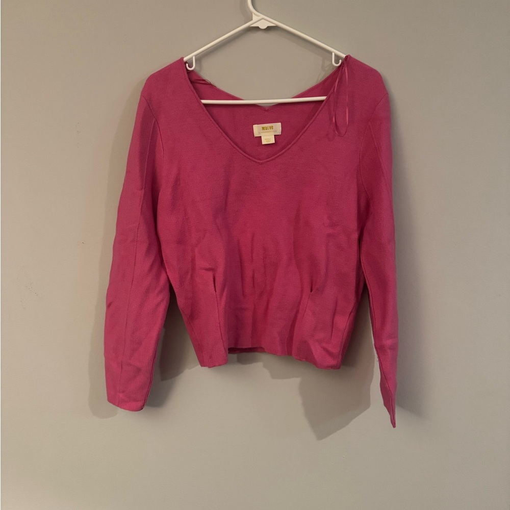 Anthropologie Pink 3/4 Sleeve Crop Sweater